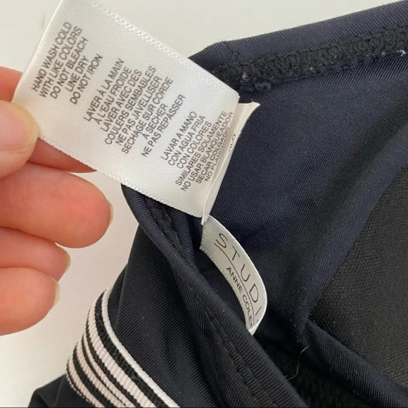 Anne Cole Studio Black White Classic Style Adjustable Halter Neck Tankini Top M - Picture 7 of 12